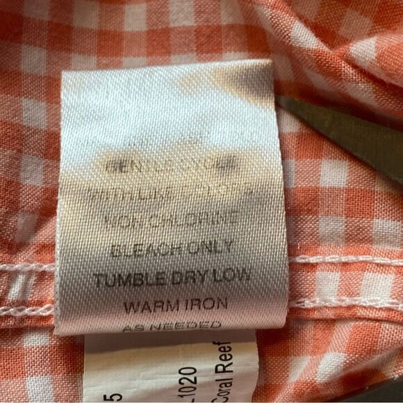 Johnnie O Coral And White Checkered Long Sleeve Button Down Shirt Size XL - Picture 5 of 12